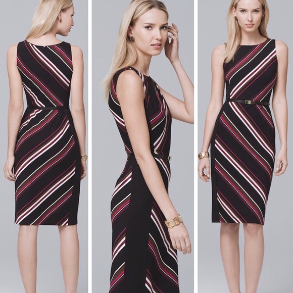 White House Black Market Dresses & Skirts - WHBM Sleeveless Stripe Knit Sheath Dress